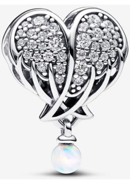 Işıltılı Melek Kanatları ve Kalp Charm