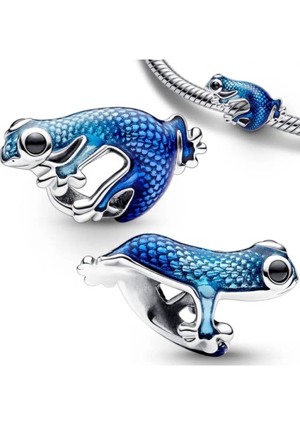 Metalik Mavi Geko Tılsımı Kertenkele Charm