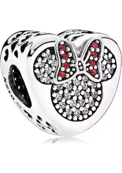 Disney Minnie Mouse Kalp Zirkon Taş Model Charm