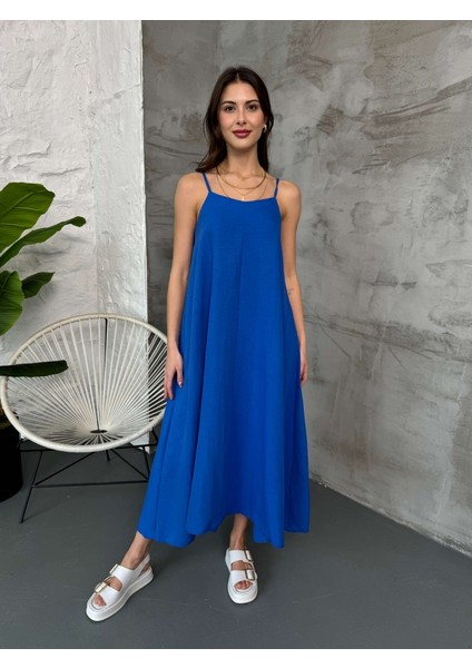 Saks Askılı Elbise