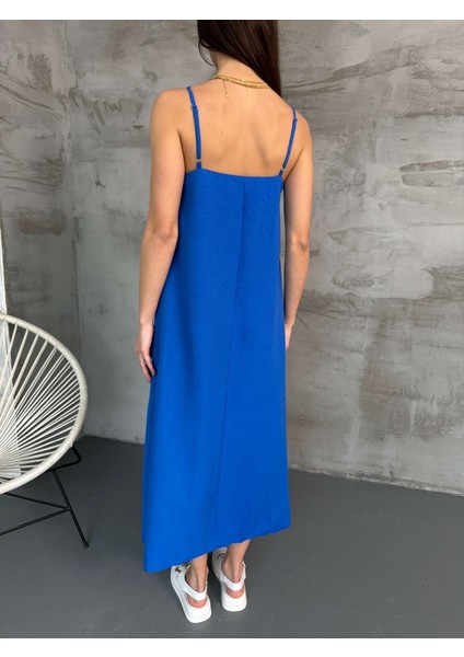 Saks Askılı Elbise
