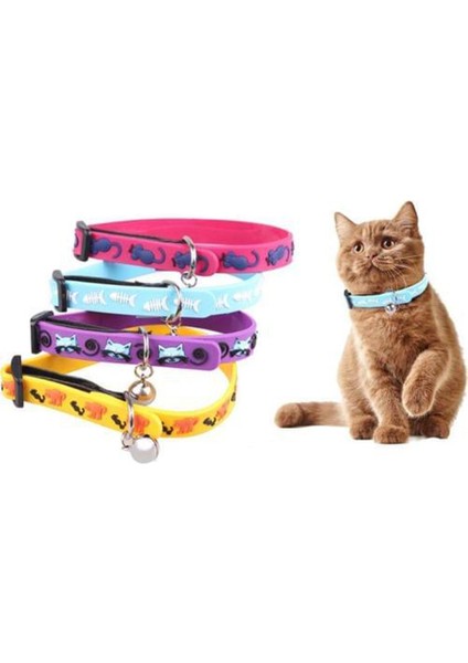 Çıngıraklı Zilli Sevimli Renkli Silikon Kedi Köpek Boyun Tasması