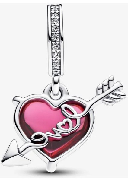 Kırmızı Kalp ve Ok Murano Cam Sallantılı Charm fiyatları