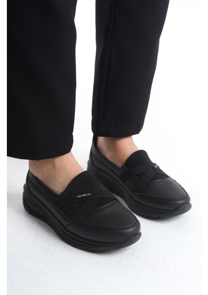 Kadın Çapraz Lastik Bant Detaylı Günlük Ayakkabı Dikişli Comfort Taban Tam Kalıp Ayakkabı modelleri