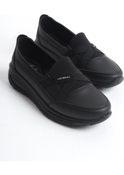 Kadın Çapraz Lastik Bant Detaylı Günlük Ayakkabı Dikişli Comfort Taban Tam Kalıp Ayakkabı fırsatları