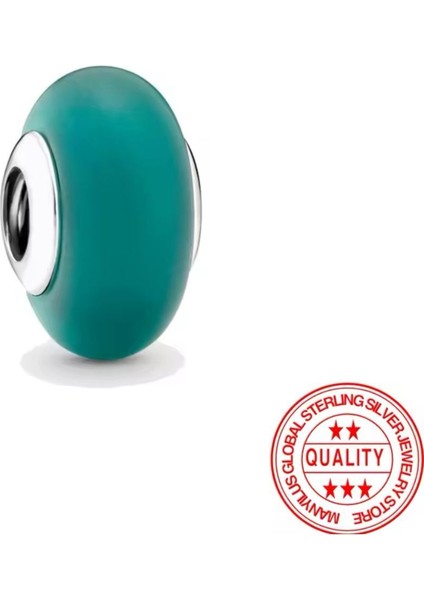 Gümüş Mat Yeşil Murano Cam Charm fiyatları