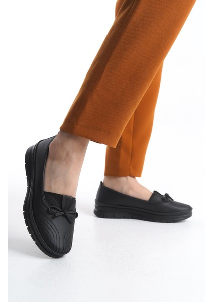 Kadın Kurdele Detaylı Comfort Ayakkabı Desenli Esnek Taban Ortopedik Günlük Ayakkabı