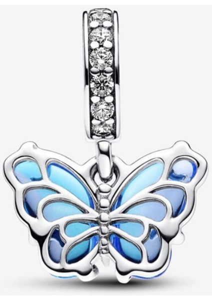 Mavi Murano Cam Kelebek Sallantılı Charm fiyatları
