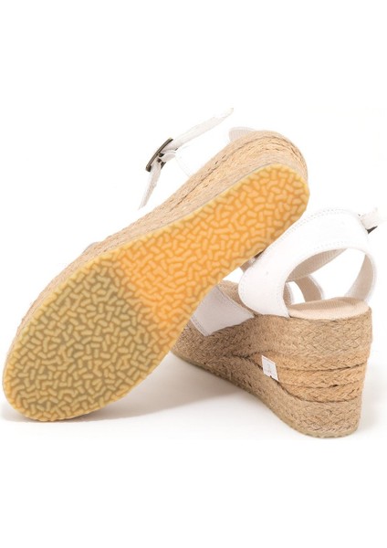 Elişi 9cm Topuklu Platformlu Dolgu Topuk Keten Çapraz Sandalet Handmade fırsatları