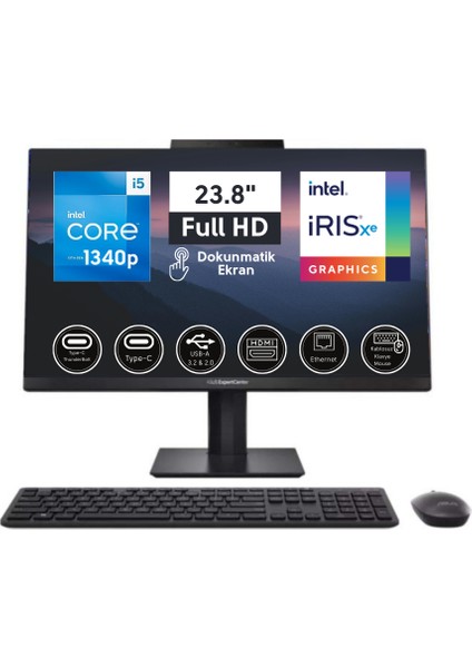 Expertcenter E5 24 Intel Core I5 1340P 64GB 2tb SSD 23.8" Fhd Pivot Dokunmatik Ekranlı Freedos All In One Bilgisayar E5402WVAT-I58512B0D O15