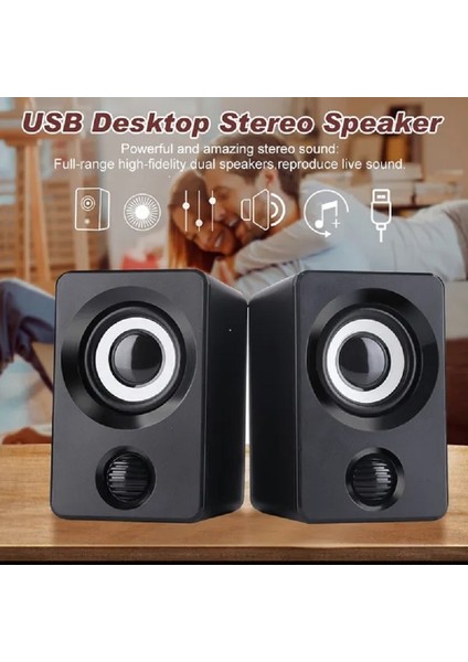 Bilgisayar Hoparlörü 2.0 Masaüstü Hoparlör USB Kablolu 3.5 mm Jack Mini Hoparlör USB Taşınabilir Subwoofer indirimleri