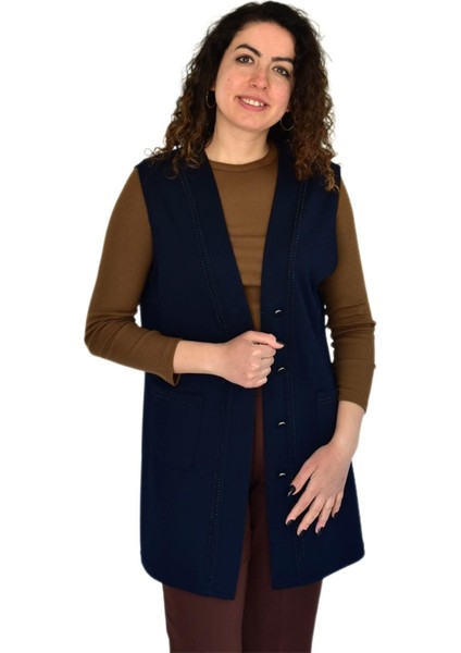 Kadın Anne Mevsimlik Düğmeli Cepli Yelek BGL-ST04314