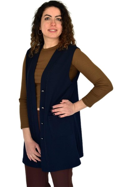 Kadın Anne Mevsimlik Düğmeli Cepli Yelek BGL-ST04314 fiyatları