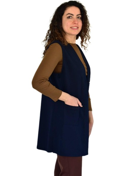 Kadın Anne Mevsimlik Düğmeli Cepli Yelek BGL-ST04314 modelleri