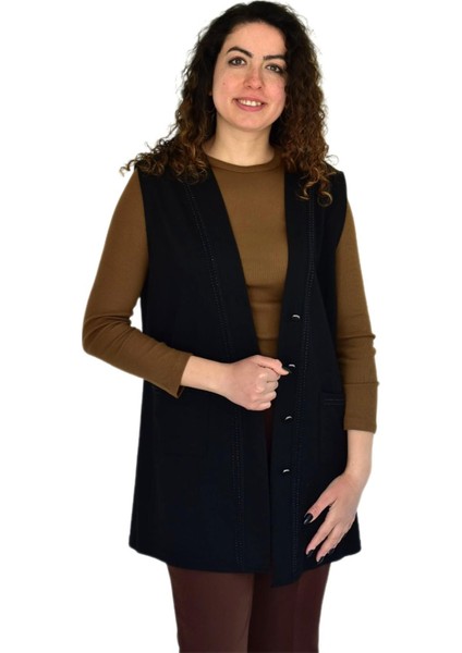 Kadın Anne Mevsimlik Düğmeli Cepli Yelek BGL-ST04314