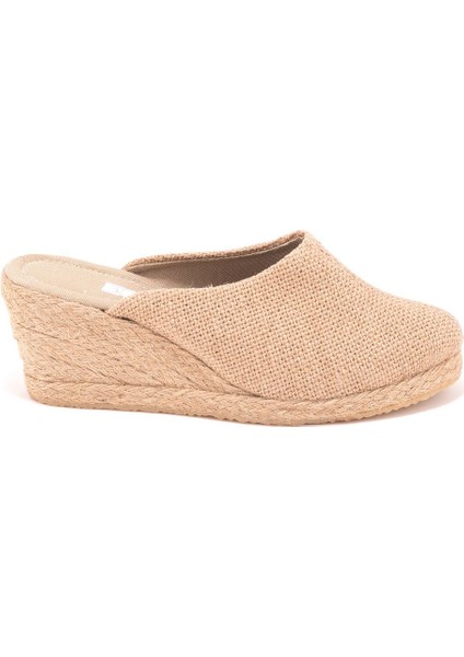 Naturel Hasır Sabo Terlik Elişi Burnu Kapalı El Işi Kadın Keten Günlük Terlik Handmade