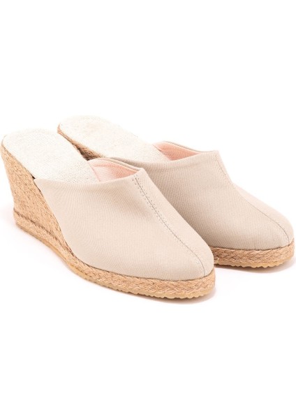 Açık Bej Elişi Burnu Kapalı Hasır El Işi Kadın Keten Günlük Terlik Handmade fiyatları