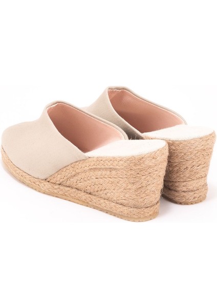 Açık Bej Elişi Burnu Kapalı Hasır El Işi Kadın Keten Günlük Terlik Handmade modelleri