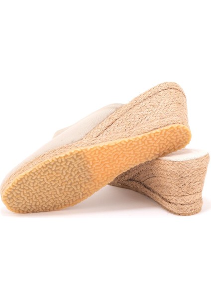 Açık Bej Elişi Burnu Kapalı Hasır El Işi Kadın Keten Günlük Terlik Handmade fırsatları