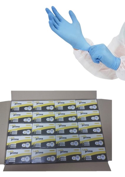 Nitril Eldiven Pudrasız Mavi Renk - 1 Koli 20 Paket