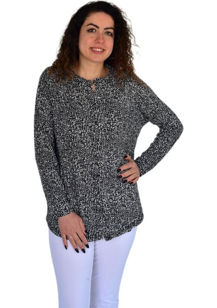 Kadın Baskılı Düğmeli Viscon Bluz BGL-ST04267