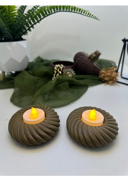 3D Baskı Gold Renk Spiral Şekilli Mumluk 2'li Set modelleri