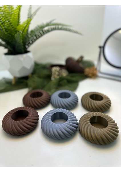 3D Baskı 3 Renk Spiral Şekilli Mumluk 6'lı Set