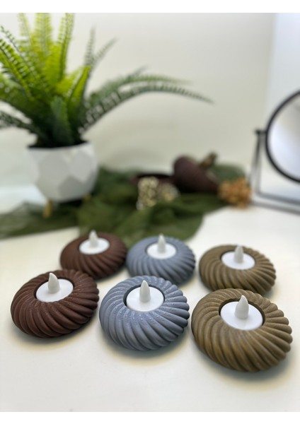 3D Baskı 3 Renk Spiral Şekilli Mumluk 6'lı Set