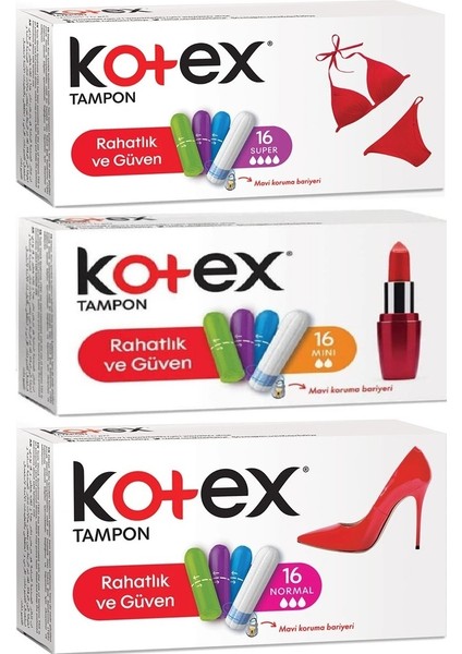 Tampon Süper - Mini - Normal 48’li Karma Set 3 Paket x 16