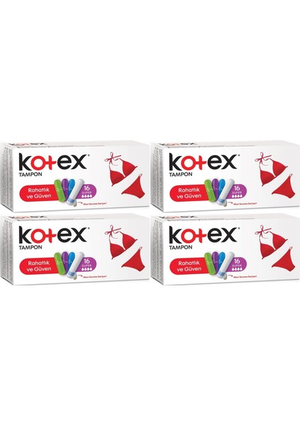 Tampon Süper 64'lü Set 4 Paket x 16