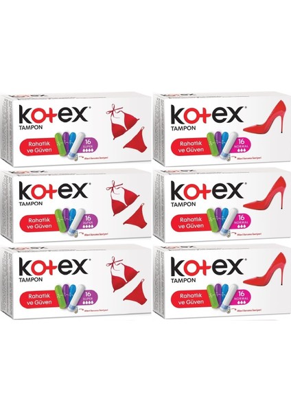 Tampon Süper - Normal 96'lı Karma Set 6 Paket x 16