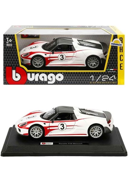 28009 Burago Porsche 918 Spyder 1:24 Model Araba -Sunman