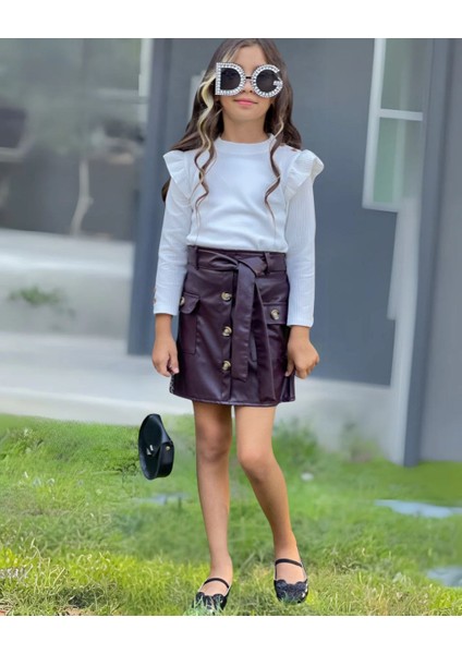 Mor Etekli Çantalı 3'lü Takım