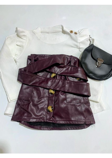 Mor Etekli Çantalı 3'lü Takım modelleri
