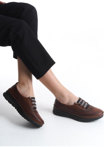 Kadın Comfort Taban Önü Taş Detaylı Ortopedik Ayakkabı Lastik Detaylı Rahat Günlük Ayakkabı fiyatları