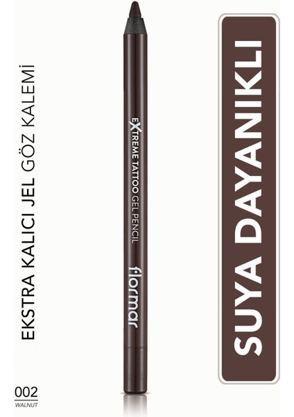 Suya Dayanıklı Jel Göz Kalemi (Koyu Kahve) - Extreme Tattoo Gel Pencil - 002 Walnut - 8682536028844