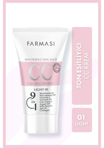 CC Krem - Renk Eşitleyici, Doğal Görünüm, Tüm Cilt Tipleri için, Vitamin E ve SPF 25 ile Günlük Kullanım için İdeal, 50 ml modelleri
