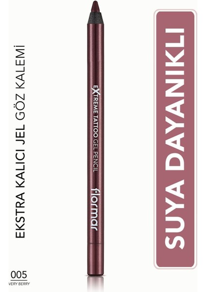 Mat Kalıcı Göz Kalemi (Bordo) - Extreme Tattoo Gel Pencil - 005 Very Berry - 8682536028875
