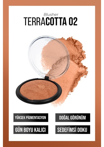 Terracotta Ten Rengi Pudra Allık – Doğal Bronz Görünüm, Yüksek Pigmentli Profesyonel Makyaj Ürünü modelleri