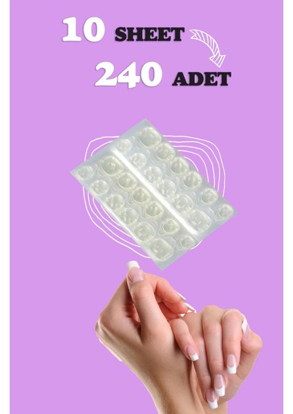 240 Adet Zararsız Takma Tırnak Yapıştırıcı Protez Yapıştırıcı Jel Sticker Tak Çıkar Yapıştırma Bandı