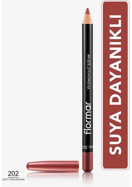 Suya Dayanıklı Dudak Kalemi (Bordo) - Waterproof Lipliner - 202 Soft Pink Brown - 8690604111022