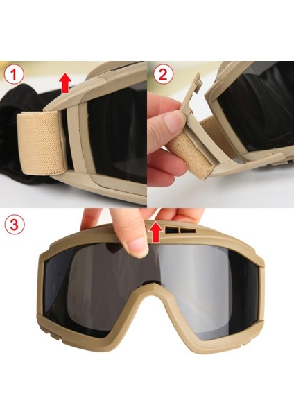 Taktikal Gözlük 3 Lensli Koruyucu Maske / Tactical Gözlük / Airsoft ve Motosiklet Gözlüğü