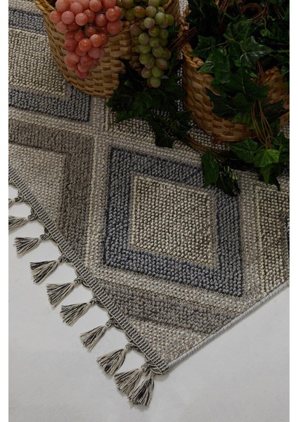 Side 1402 Gri Iskandinav Desenli Koridor Halısı Kesme Yolluk Mutfak Halısı Modern Salon Halısı