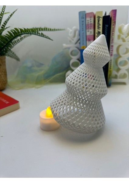 3D Baskı Beyaz Renk Çam Ağacı Şeklinde Mumluk Tekli modelleri