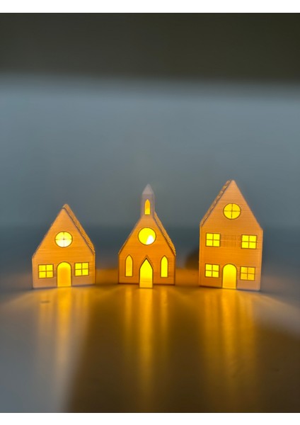3D Baskı Beyaz Renk Ev Şeklinde Mumluk 3' Lü Set fırsatları