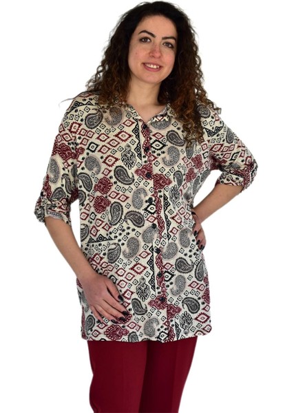 Kadın Büyük Beden Viskon Bluz BGL-ST04253