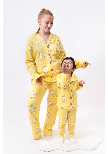 Pamuk Anne Bebek Çocuk Pijama Takımı Düğme Detaylı Desenli fırsatları