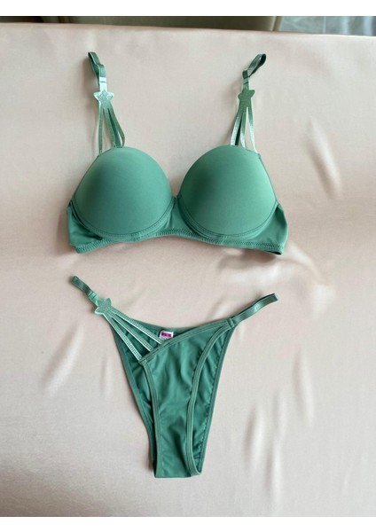 Yıldız Taşlı Yeşil Sütyen Takımı fiyatları