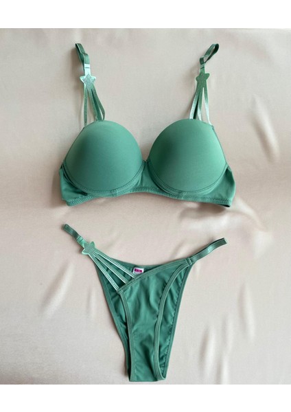 Yıldız Taşlı Yeşil Sütyen Takımı indirimleri