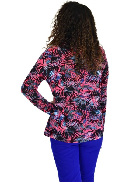 Kadın Yaprak Baskılı Düğmeli Viscon Bluz BGL-ST04273 indirimleri